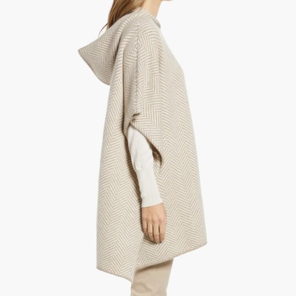 *Soft Luxury * Nordstrom 100% Cashmere Hooded Pattern Poncho BNWT Free Shipping - Picture 6 of 10